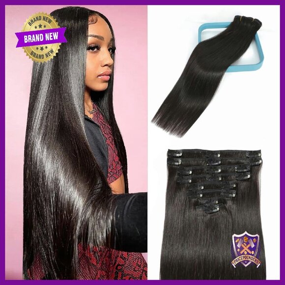 18 Inch Clip-In Human Hair Extensions 100g 8pc Set Double Weft main image 7